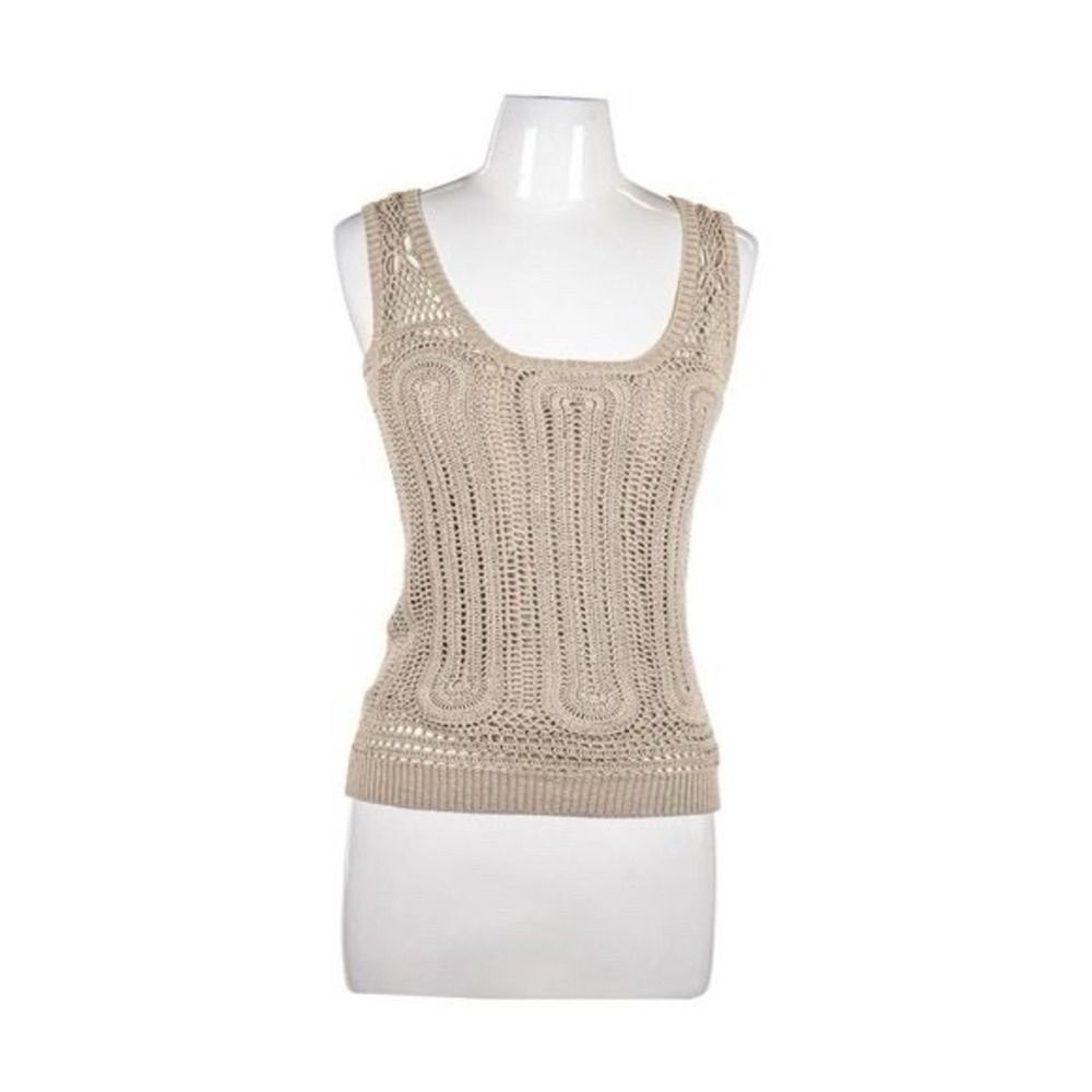 David Meister Crotchet Top With Silver Threading.Beige. Women.Sz XS.NWTMSRP $210